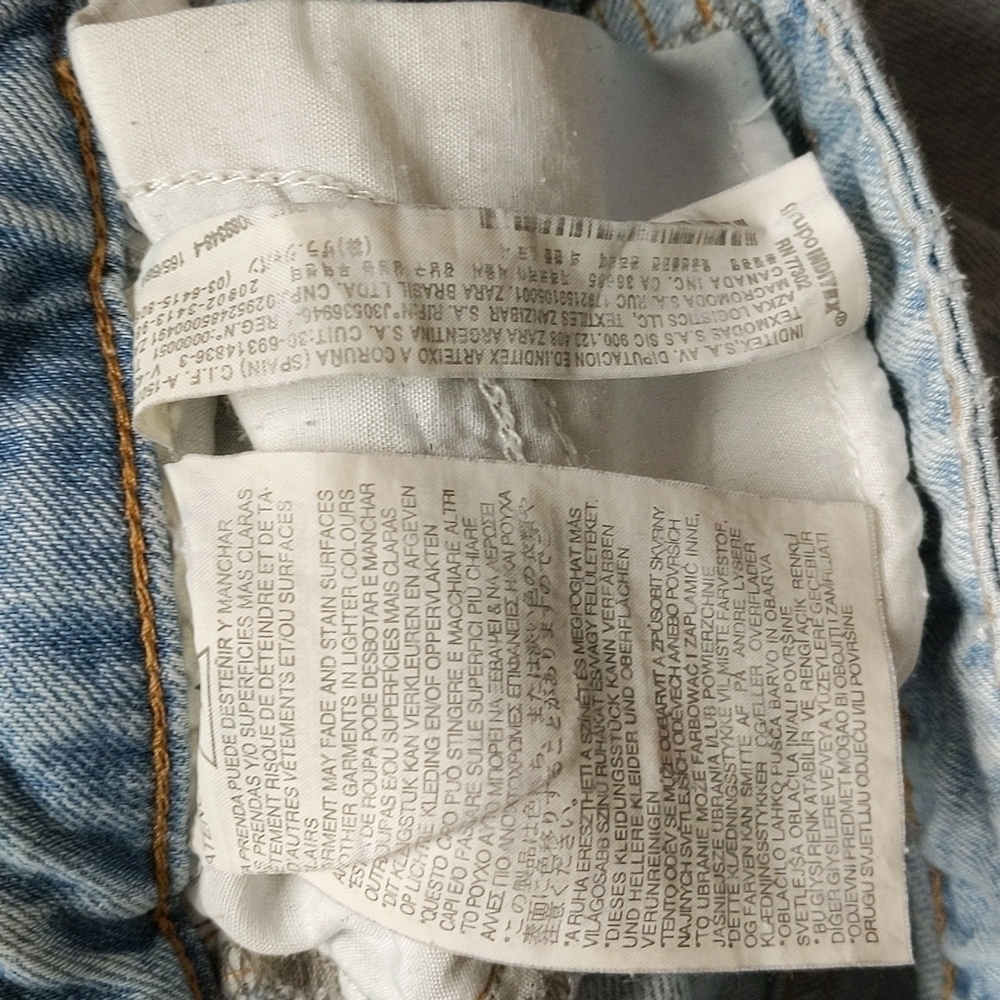 Zara light wash frayed tassel hem ankle cropped jeans - Picture 8 of 8